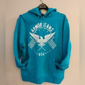Armor Jeans Teal Hoodie NWT MSRP $80